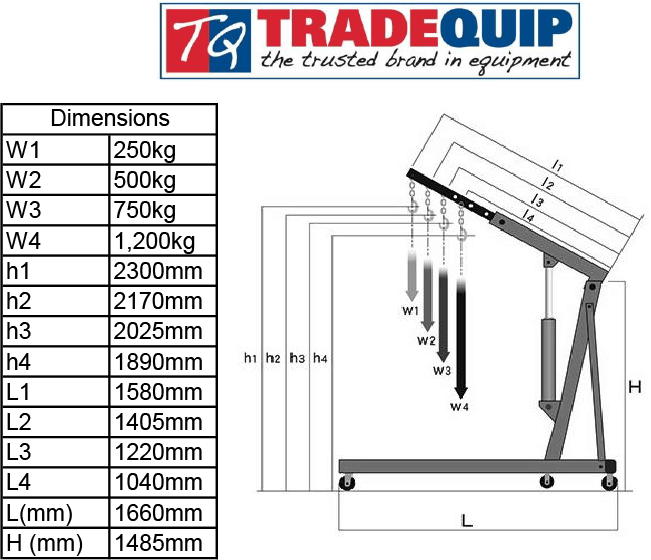1001T ENGINE CRANE 1200KG FOLDABLE