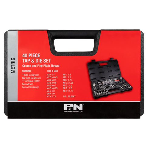 TAP & DIE SET METRIC/METRIC FINE 40PC P&N