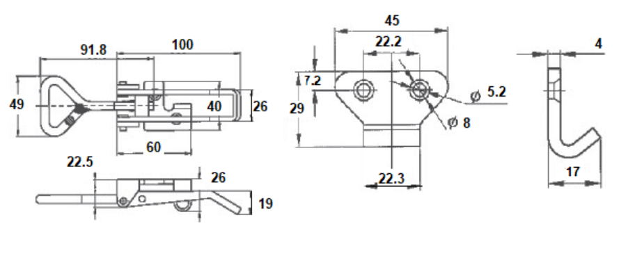 LGE OVERCENTRE LATCH Z/P W/ CATCH