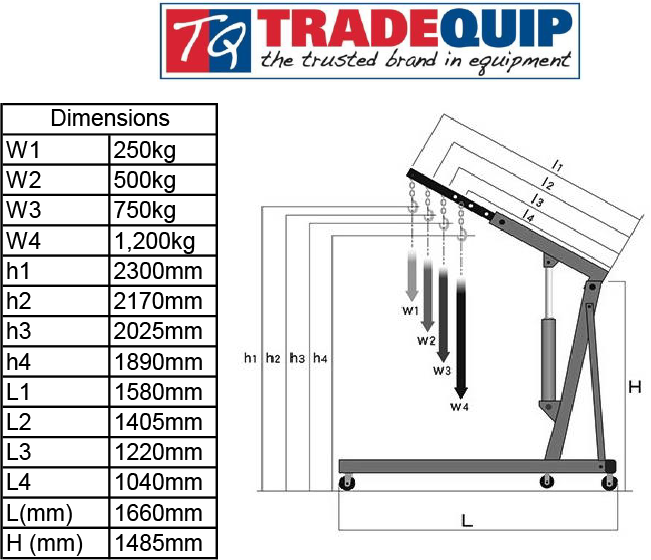 1001T ENGINE CRANE 1200KG FOLDABLE