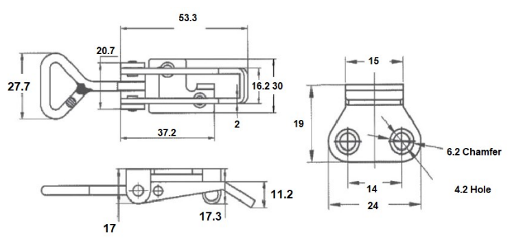 OVER-CENTER LATCH W/ KEEPER SMALL